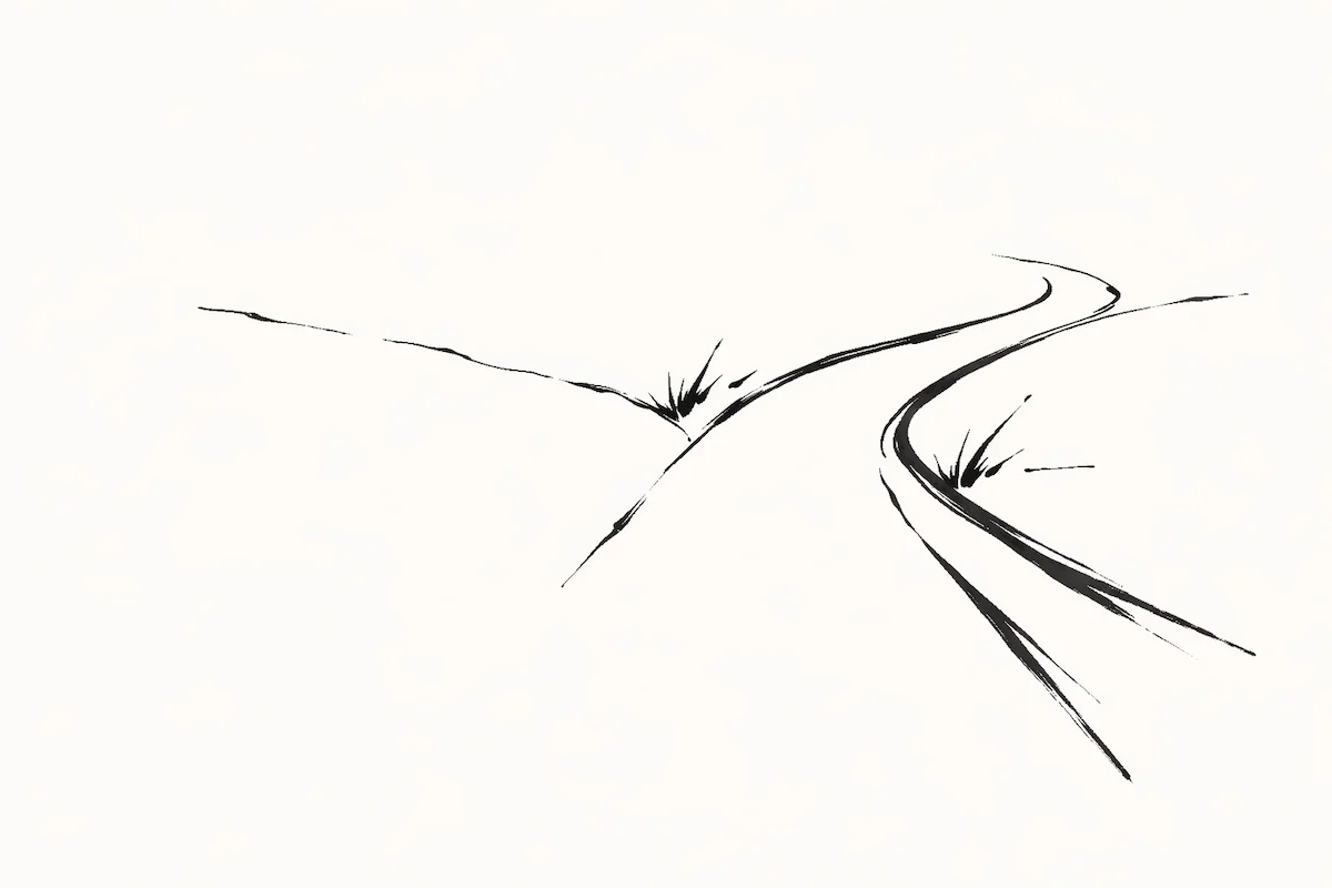 Inkttekening van een hand die een aanbod van zich afhoudt